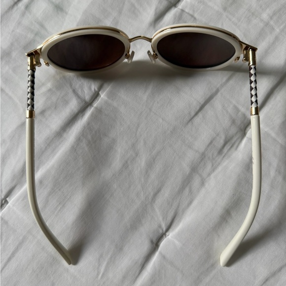 Tory Burch White/Gold Round Sunglasses - Picture 2 of 7